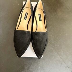 Nine West Black Suede Pointed Loafer Flats